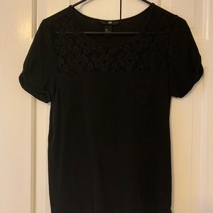 H&M Lace Accent T Shirt